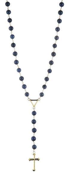 Hedron Rosary - Dumortierite w/ Gold